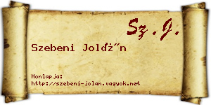 Szebeni Jolán névjegykártya