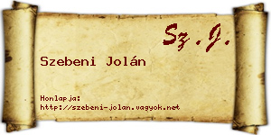 Szebeni Jolán névjegykártya